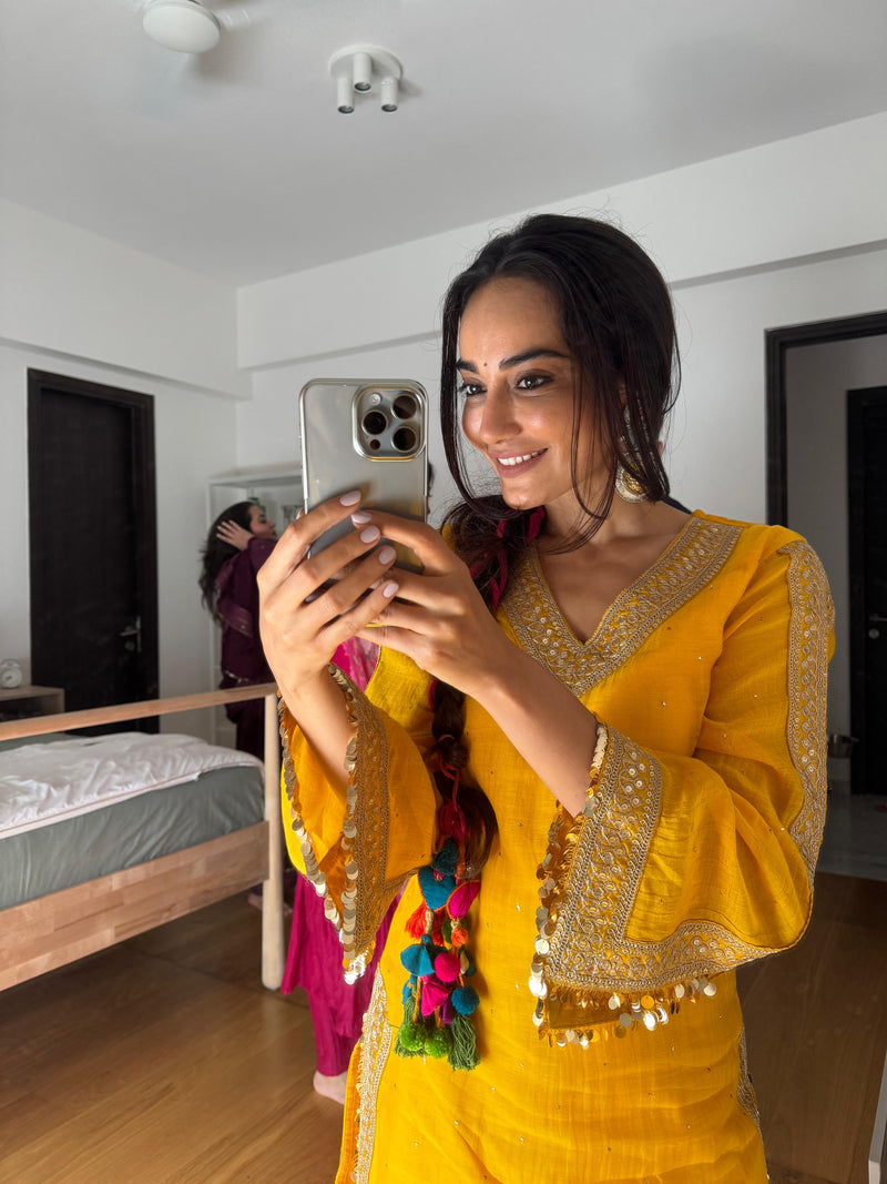 Surbhi Jyoti in Falak Yellow Kurta Set